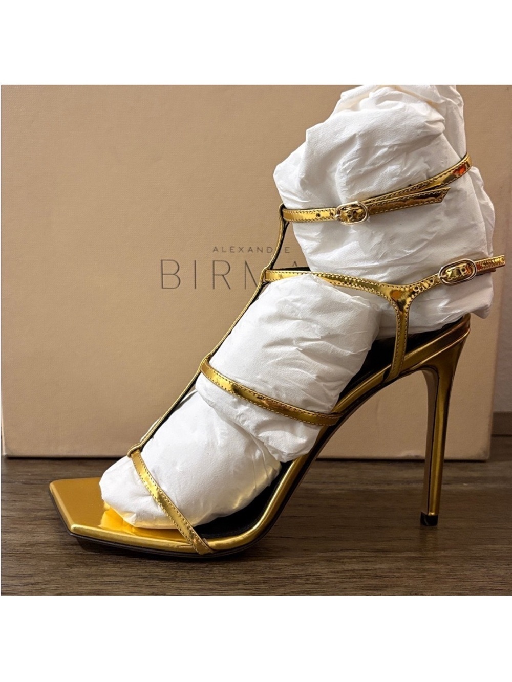 Alexandre Birman Metallic Gold Strappy High Heel Sandals - Picture 8 of 16